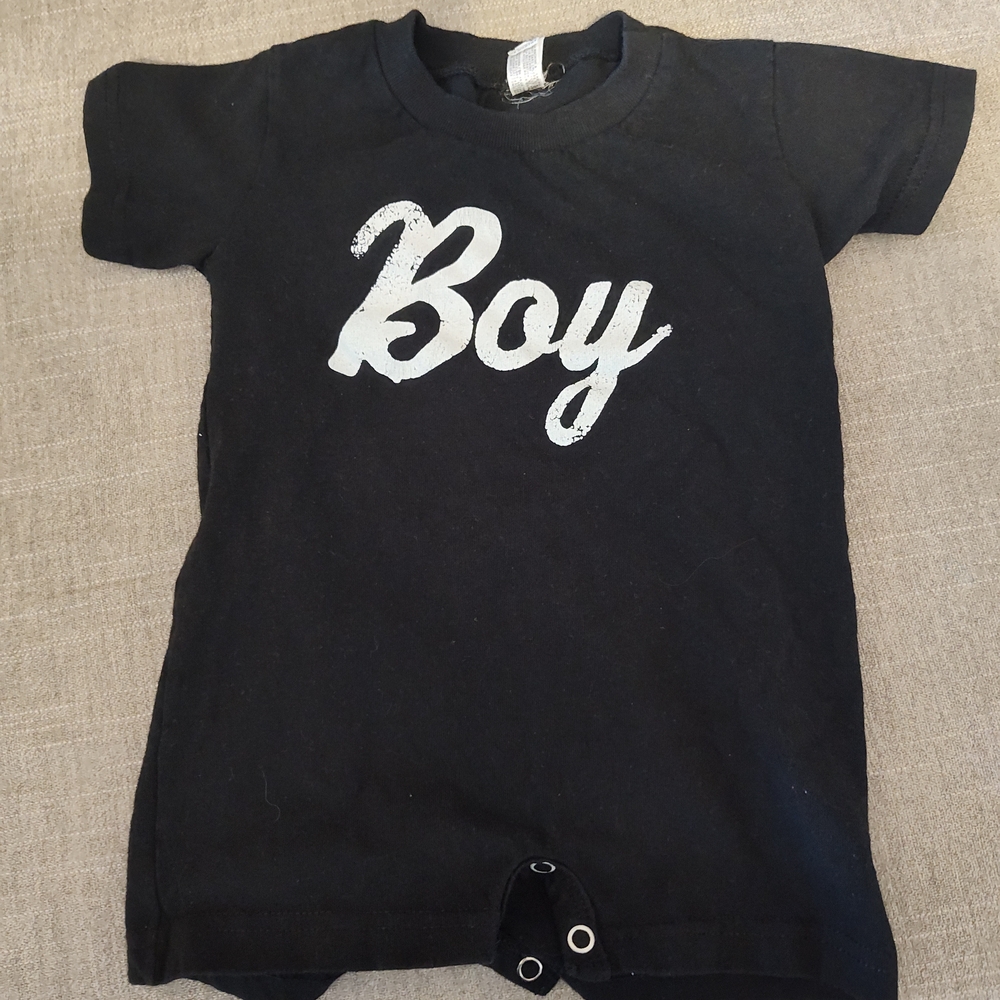 Rabbit Skins Black Baby Onesie with White Print